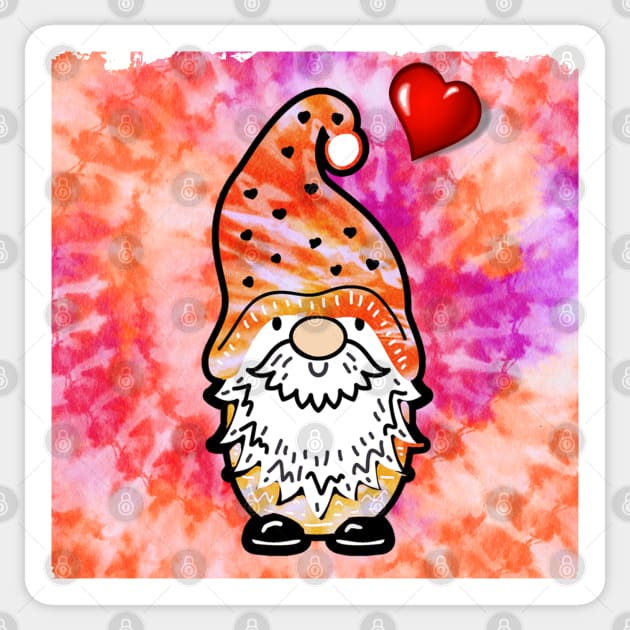 Tie Dye Heart Love Gnomes Valentines Day Couples Girlfriend Sticker by Studio Hues